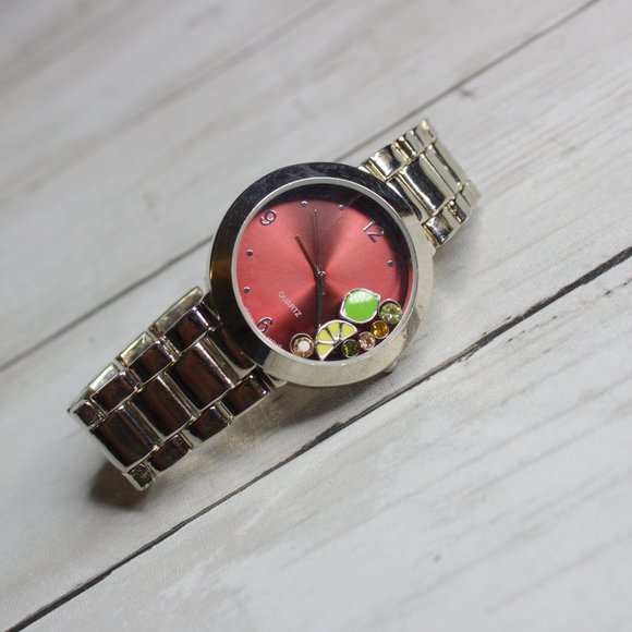 Vintage Women's Watch Floating Fruit Gems - Picture 1 of 3